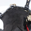 VALENTINO Studs Hand Bag Leather 2way Black Gold Auth BA13515V-21