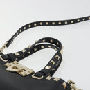 VALENTINO Studs Hand Bag Leather 2way Black Gold Auth BA13515V-8