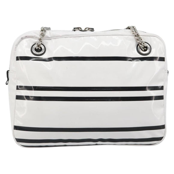 CHANEL La Pausa Chain Bag Patent leather White Silver CC Auth BA13516SAM