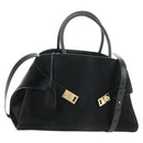 Salvatore Ferragamo Gancini Bag Harako leather 2way Black Gold Auth BA13517M-1