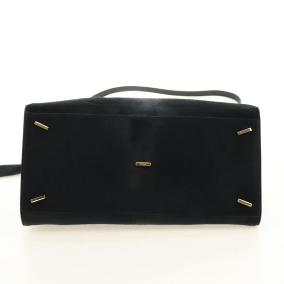 Salvatore Ferragamo Gancini Bag Harako leather 2way Black Gold Auth BA13517M