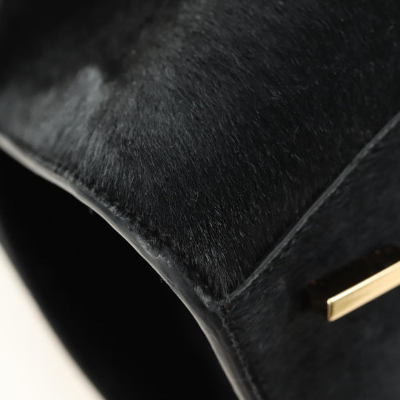 Salvatore Ferragamo Gancini Bag Harako leather 2way Black Gold Auth BA13517M