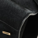 Salvatore Ferragamo Gancini Bag Harako leather 2way Black Gold Auth BA13517M-14