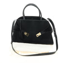 Salvatore Ferragamo Gancini Bag Harako leather 2way Black Gold Auth BA13517M-27