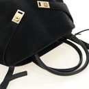 Salvatore Ferragamo Gancini Bag Harako leather 2way Black Gold Auth BA13517M-6