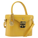 Gianni Versace Hand Bag Leather 2way Yellow Gold Auth BA13518-1