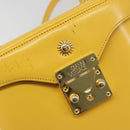 Gianni Versace Hand Bag Leather 2way Yellow Gold Auth BA13518-21