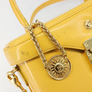 Gianni Versace Hand Bag Leather 2way Yellow Gold Auth BA13518-22