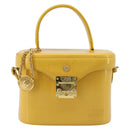 Gianni Versace Hand Bag Leather 2way Yellow Gold Auth BA13518-13
