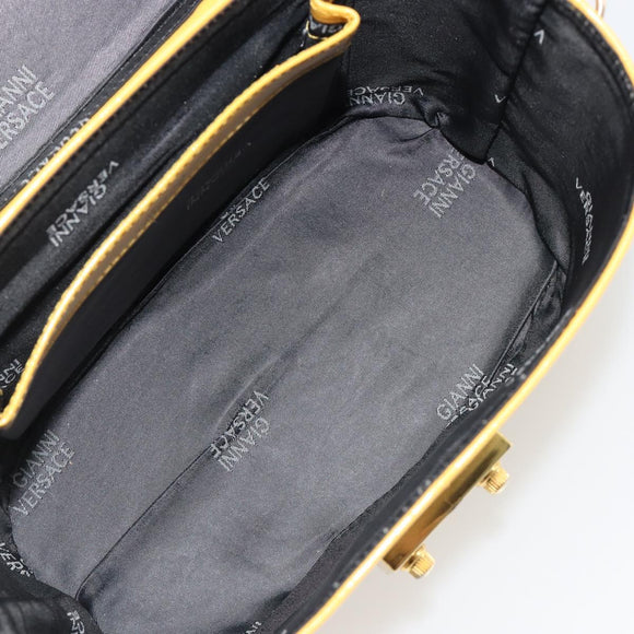 Gianni Versace Hand Bag Leather 2way Yellow Gold Auth BA13518
