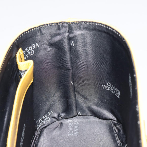 Gianni Versace Hand Bag Leather 2way Yellow Gold Auth BA13518