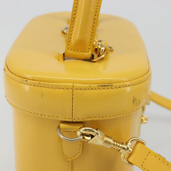 Gianni Versace Hand Bag Leather 2way Yellow Gold Auth BA13518