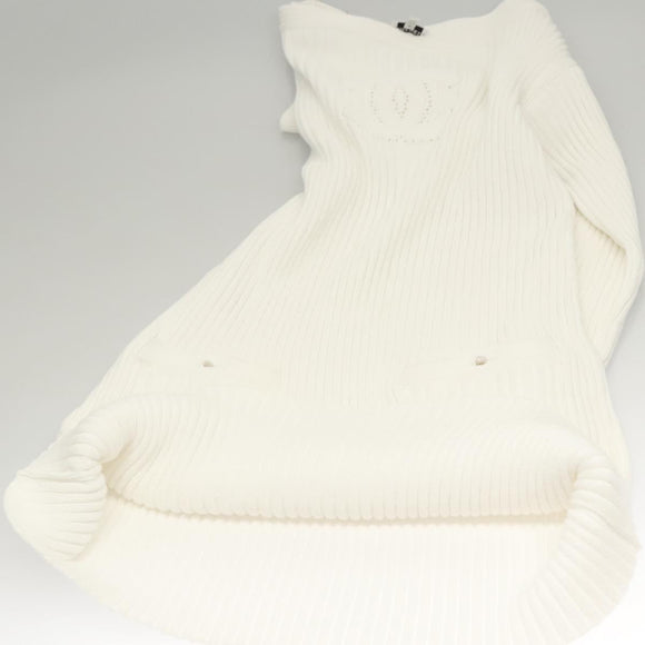 CHANEL One Piece Knitted Fabrics White CC Auth BA1351AM