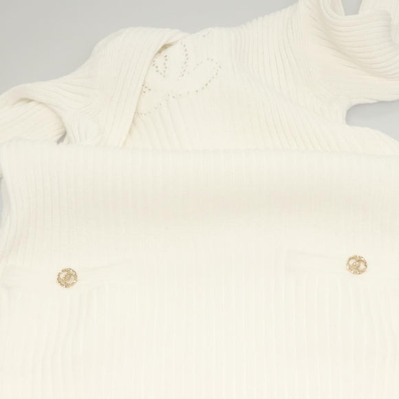 CHANEL One Piece Knitted Fabrics White CC Auth BA1351AM