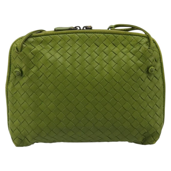 BOTTEGA VENETA INTRECCIATO Shoulder Bag Leather Green Auth BA13520V