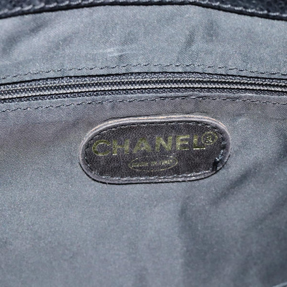 CHANEL Chain Matelasse Shoulder Bag Caviar Skin Black Gold CC Auth BA13522A