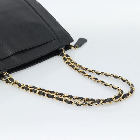 CHANEL Chain Matelasse Shoulder Bag Caviar Skin Black Gold CC Auth BA13522A