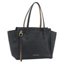 Salvatore Ferragamo Gancini Tote Bag Leather Black Gold Auth BA13523A-1