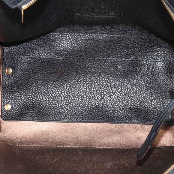 Salvatore Ferragamo Gancini Tote Bag Leather Black Gold Auth BA13523A