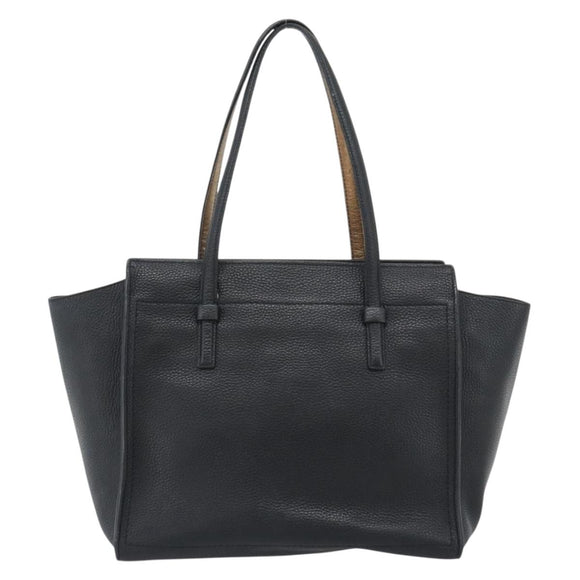 Salvatore Ferragamo Gancini Tote Bag Leather Black Gold Auth BA13523A