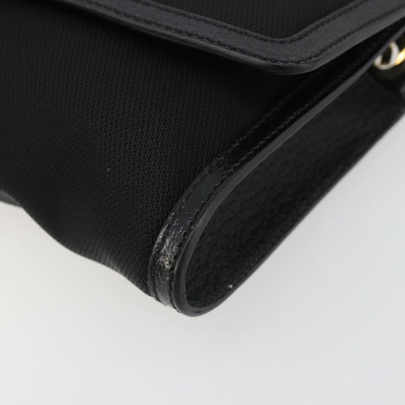 Salvatore Ferragamo Shoulder Bag Canvas Black Gold Auth BA13524V