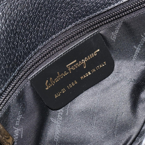 Salvatore Ferragamo Schoudertas Canvas Zwart Goud Auth BA13524V