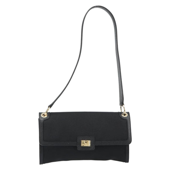 Salvatore Ferragamo Shoulder Bag Canvas Black Gold Auth BA13524V