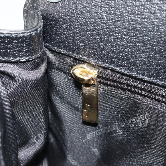 Salvatore Ferragamo Shoulder Bag Canvas Black Gold Auth BA13524V