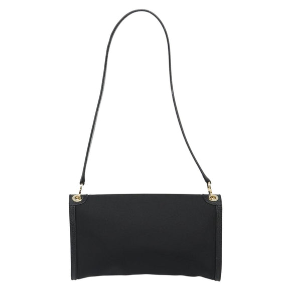 Salvatore Ferragamo Schoudertas Canvas Zwart Goud Auth BA13524V
