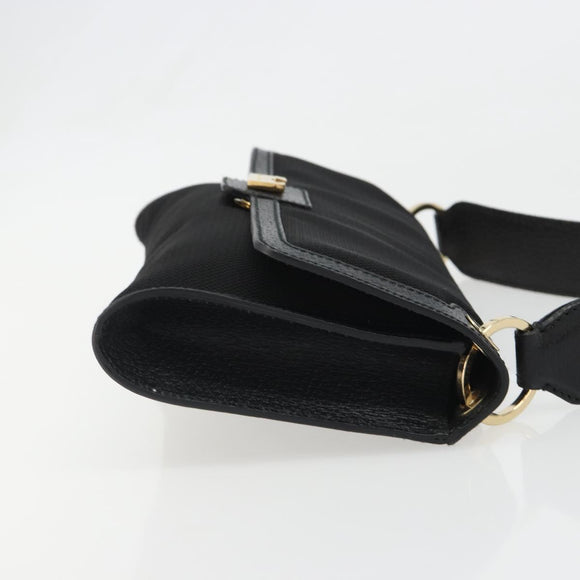 Salvatore Ferragamo Schoudertas Canvas Zwart Goud Auth BA13524V