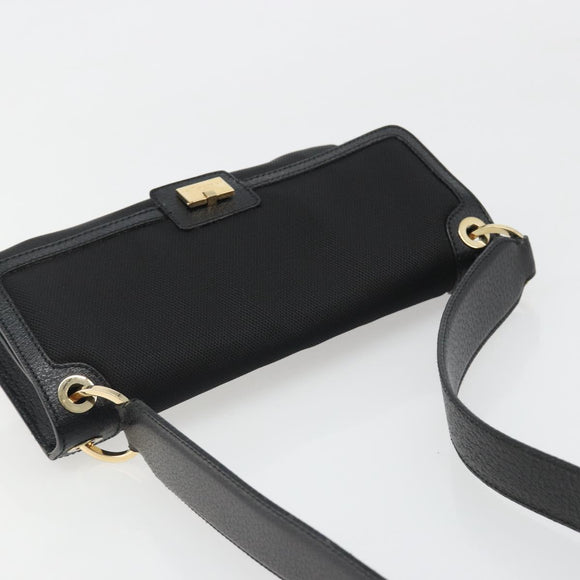 Salvatore Ferragamo Shoulder Bag Canvas Black Gold Auth BA13524V