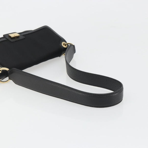 Salvatore Ferragamo Schoudertas Canvas Zwart Goud Auth BA13524V