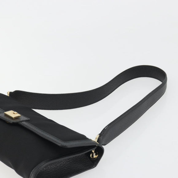 Salvatore Ferragamo Schoudertas Canvas Zwart Goud Auth BA13524V
