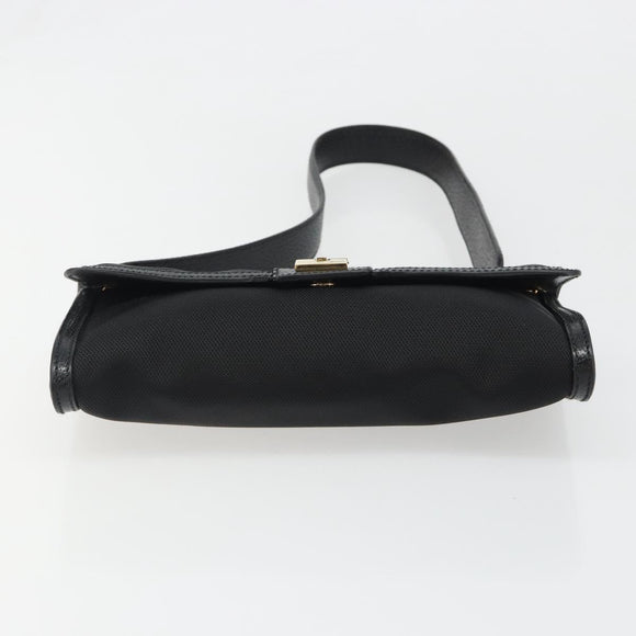Salvatore Ferragamo Schoudertas Canvas Zwart Goud Auth BA13524V