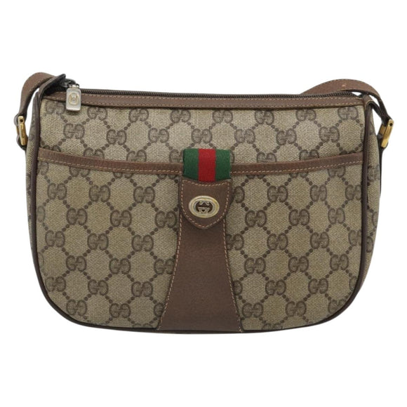 GUCCI GG Supreme Web Sherry Line Bag PVC Beige Gold 89 02 032 Auth BA13526