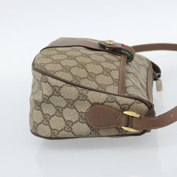 GUCCI GG Supreme Web Sherry Line Bag PVC Beige Gold 89 02 032 Auth BA13526