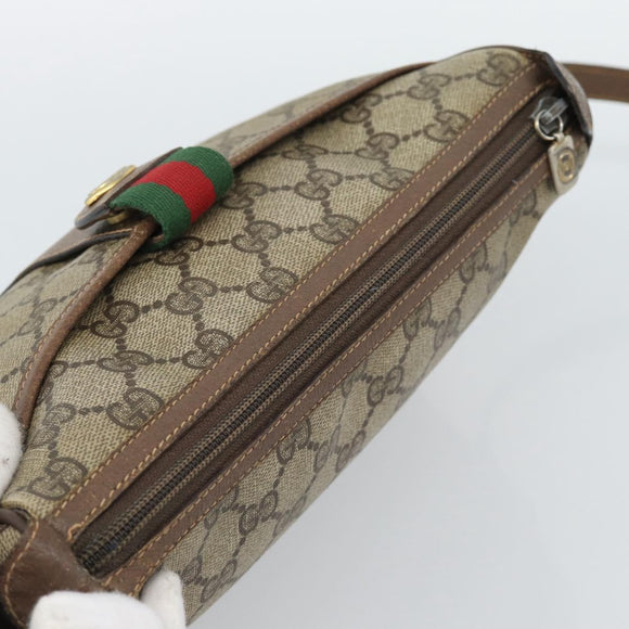 GUCCI GG Supreme Web Sherry Line Bag PVC Beige Gold 89 02 032 Auth BA13526