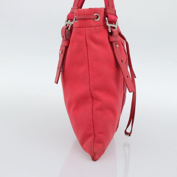 SAINT LAURENT Tote Bag Canvas Roze Zilver Auth BA13528A