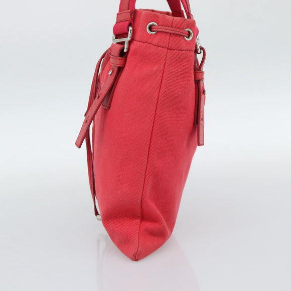 SAINT LAURENT Tote Bag Canvas Roze Zilver Auth BA13528A