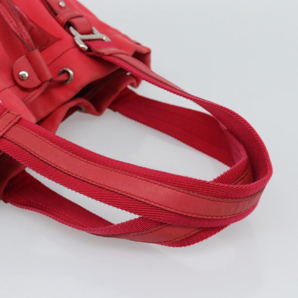 SAINT LAURENT Tote Bag Canvas Roze Zilver Auth BA13528A