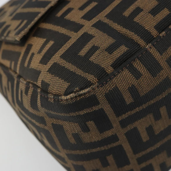 FENDI Zucca Canvas Mamma Baguette Schoudertas Zwart Bruin Auth BA13529V