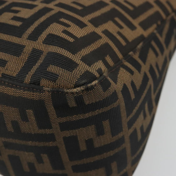 FENDI Zucca Canvas Mamma Baguette Schoudertas Zwart Bruin Auth BA13529V