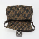 FENDI Zucca Canvas Mamma Baguette Schoudertas Zwart Bruin Auth BA13529V-19