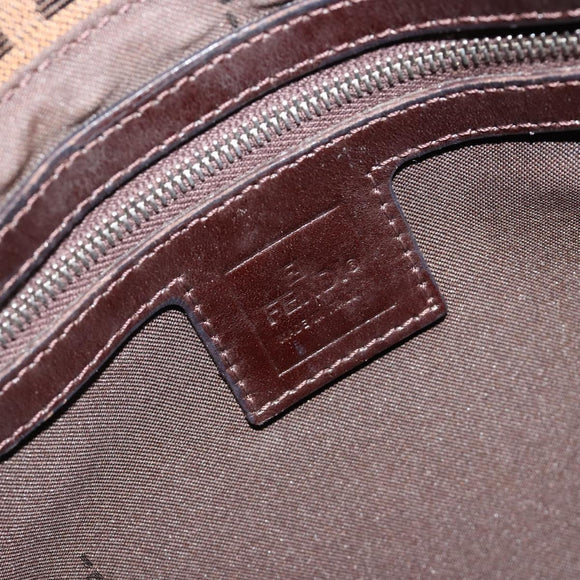 FENDI Zucca Canvas Mamma Baguette Shoulder Bag Black Brown Auth BA13529V
