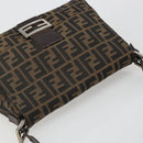 FENDI Zucca Canvas Mamma Baguette Schoudertas Zwart Bruin Auth BA13529V-6