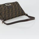 FENDI Zucca Canvas Mamma Baguette Schoudertas Zwart Bruin Auth BA13529V-7
