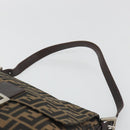 FENDI Zucca Canvas Mamma Baguette Shoulder Bag Black Brown Auth BA13529V-8