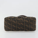 FENDI Zucca Canvas Mamma Baguette Schoudertas Zwart Bruin Auth BA13529V-5