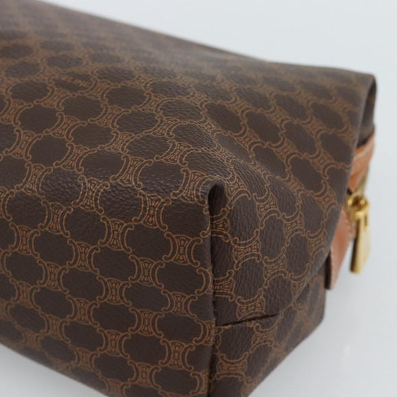 CELINE Macadam Canvas Clutch Bag PVC Leather Brown Gold Auth BA13530V
