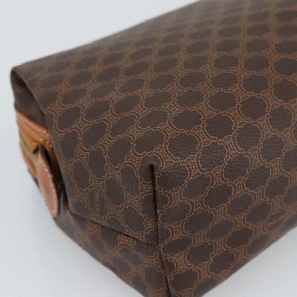 CELINE Macadam Canvas Clutch Bag PVC Leather Brown Gold Auth BA13530V